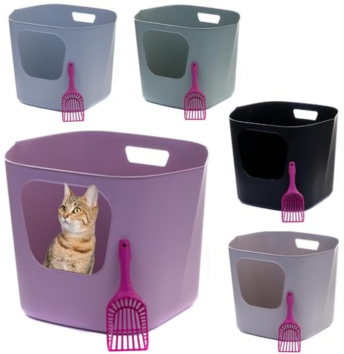 Katzentoilette Katzenklo groß hoher Rand helllila und Schaufel