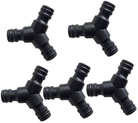 BESPORTBLE Connettori Rapidi a Tre Vie a Forma di Y per Tubi da Giardino, Set da 5 Pezzi in ABS Nero, per Montaggio e Riparazione Irrigazione Giardino, Compatibili Rubinetti Domestici e Tubi