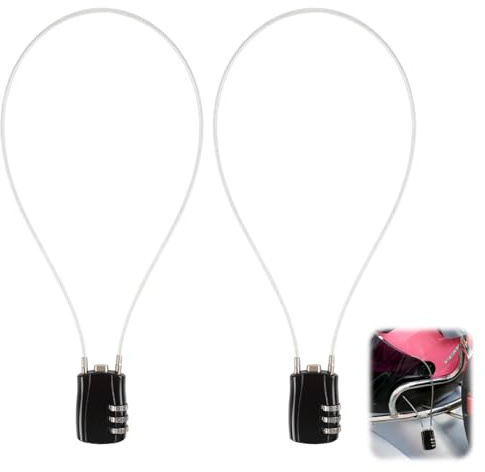 2 Piezas Candado para Casco de Motocicleta 51 cm, Candado de Cable, Candado de Combinación de 3 Dígitos con Cable de Motocicleta Bicicleta Taquilla Equipaje Mochila Maleta Gimnasio, Negro