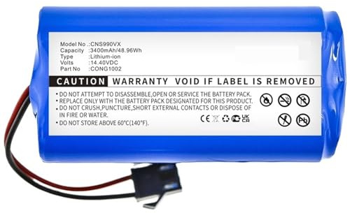Batería De Repuesto De 14,4 V Y 3400 MAh, Compatible Con Conga, Excellence 990, 950, 999, 1090, 1099, 1190, 1790, 1990 Y 2290 Ultra. Piezas For Aspiradora Robot.