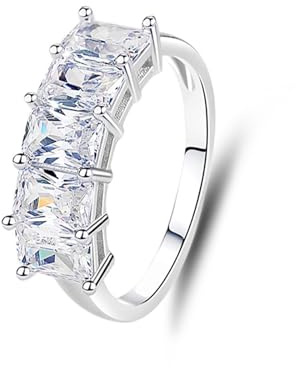 Ayoiow Verlobungsring Platin für Damen, Moissanit Breiter Großer Stein Vorsteckring Damen, Platin 950 Größe 48 (15.3)