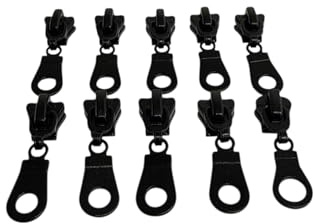 Endlos Reißverschlüsse mit Zipper Plastik Profil-Zähne 5mm mittelgrob (Schwarz, extra 10 Zipper)