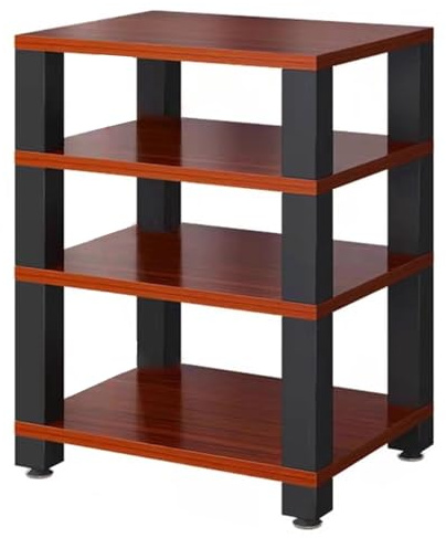 Professional 4Tier Studio Equipment Rack Heavy Duty Amplifier Cabinet Stand for AV Receivers HiFi KTV & DJ GearBrown 60x48x78.5cm (4 Tier)