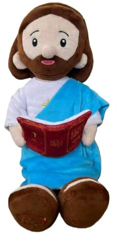 Temeemeg Jesus-Plüschpuppe, 30, 5 cm, weicher Jesus-Plüsch mit Kreuz und Bibeldetails, niedliche Stoffpuppe für Heimdekoration, religiöses Spielzeug für Kinder und Erwachsene