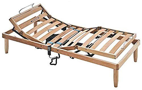 EVERGREENWEB Einzelbett Elektrischer Lattenrost 90x195 cm aus Buchenholz, Verstellbare Kopfteil und Fußende mit Fernbedienung, Orthopädisch, 4 Abnehmbare Beine, Verstärkte Struktur | Modell ORANGE