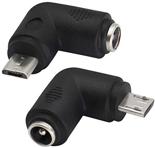 AAOTOKK Adattatore di Alimentazione micro DC da 90 Gradi da DC5,5x2,1mm a Micro USB 5V DC Connettore di Ricarica per Alimentatore per Cellulare, Tablet, MP3 e Dispositivo Micro USB.(2 Pezzi/Micro)