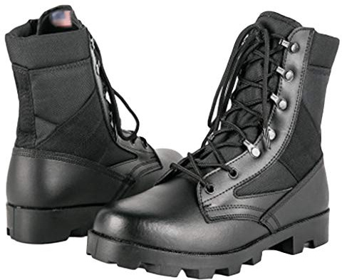 Wygwlg Botas de combate de acción especial con cordones para adultos Botas de combate tácticas militares transpirables Unisex,Black-45