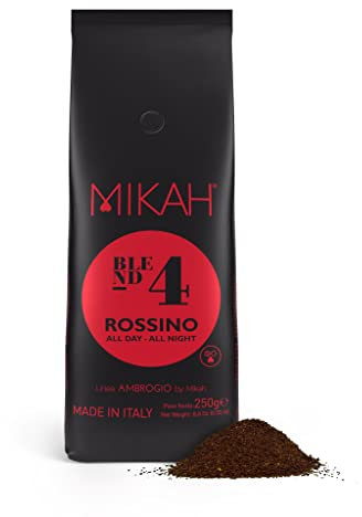 Caffè Macinato MIKAH® - Miscela ROSSINO N.4, Caffè Filtro - Americano - 4 Confezioni da 250g