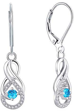 Starnny Unendlichkeit Ohrringe Damen 925 Sterling Silber Baumeln haengende mit 3A Zirkonia Geburtsstein für Frauen