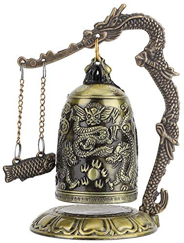 Garosa Chinese Dragon Ornament, 5 x 2.8in Vintage Dragon Bell Feng Shui Ornament Good Luck Bell Decorative Home Office Decoration Artwork