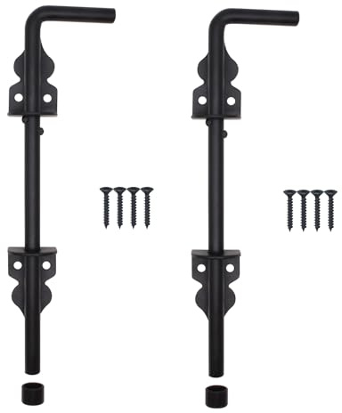 EAI Cane Drop Down Bolt | 12 Inch / 300mm Black Cane Drop Bolt for Gates & Garages - Pack of 2