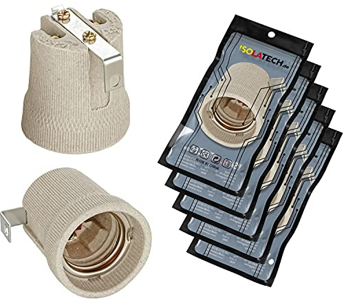 ISOLATECH 5pcs E27 grigio ceramica presa con staffa di montaggio/staffa interna (max.250V/4A) lampadina per la casa bagno cucina frigorifero presa titolare installare resistente al calore