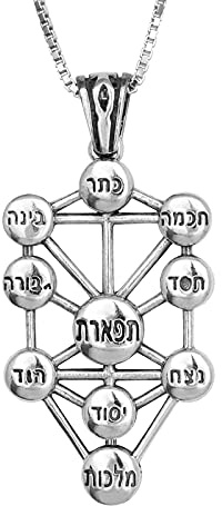 Blue White Shop Colgante de árbol de la vida de la cábala, plata 925, amuleto consagrado, collar de protección de talismán, colgante de cábala, fabricado en Israel, collar hebreo del árbol de la vida