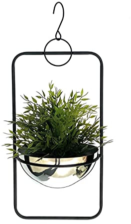 DanDiBo Blomampel inomhus metall vägg hängande växter 96083 med kruka silver växthängare blomhängare kruka hängare blommor blomkruka hängare hängkruka (M/54 cm)