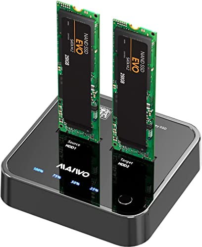 SATA Clone Docking station, 5Gbit/s Dual-Bay Tool-Free USB C to SATA Offline Clone Duplicators External Hard Drive Enclosure for B or B&M Key 2242 2260 2280 22110 M.2 SSDs, MAIWO-K3016S