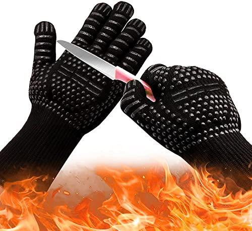 Grilling BBQ Gloves Anti-scald High Temp Resistance Fireproof Glove Grilling Barbecue,Cut-Resistant Grill Gloves,Kitchen Safe Cooking Gloves for Men, Oven Mitts,Smoker,Barbecue,Grilling.