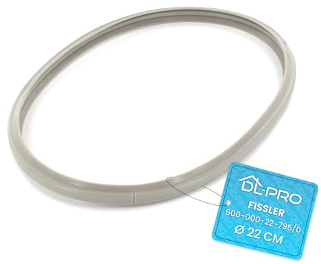 DL-pro Guarnizione per coperchio Fissler 600-000-22-795/0 per pentola a pressione, diametro 22 cm, gomma grigia