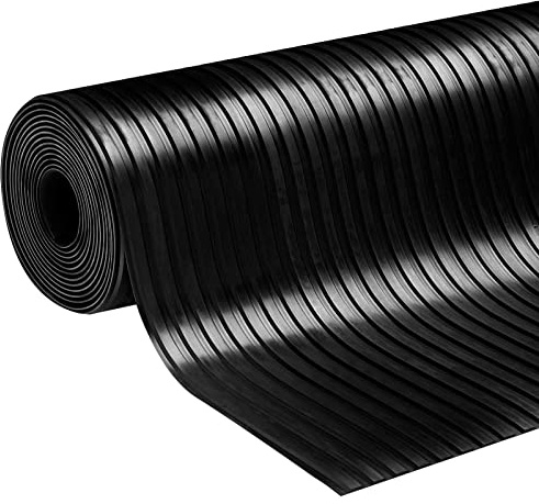 Broad Ribbed Rubber Matting, Wide Rib Structured Rubber Flooring, 6 mm Thick Rubber Floor Mat, Commercial Garage Flooring Roll, Van Lining Rubber Protection Matting (100 x 150 cm)