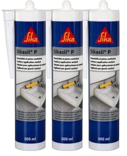 Lot de 3 mastics silicone universel SIKA Sikasil-P Marine - Transparent - 300ml