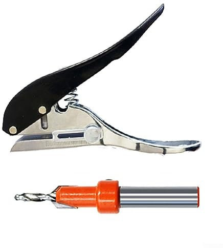 DAZZLEEX Set di 2 Punzoni per Carte con Pinza, Punzone Manuale per Carichi Pesanti con Punzoni per Trapano Svasatore Strumento per la Lavorazione del Legno 3,8×8mm