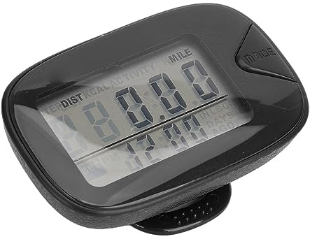 Podomètre de Remise en Forme Compact 12-24 Heures Affichage de l'heure Podomètre de Distance Portable Grand écran LCD Précis pour Le Sport