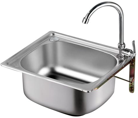 Fregadero De Acero Inoxidable Montado En La Pared, Fregadero De Acero Inoxidable De Un Solo Recipiente, Fregadero De Restaurante Comercial, Con Grifo De Agua Fría Y Caliente, Material De Acero Inoxida