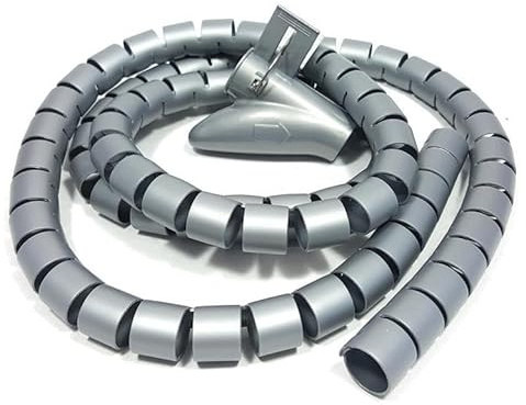 Kabelschlauch Selbstschließend Grau Silber Kabelkanal Kabelmanagement Schreibtisch Gaming Zubehör Kabelführung Kabel Organizer Kabelschutz Tiere Spiralschlauch TV Kabel verstecken Flexibel 1,5m x 30mm