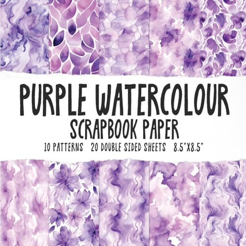 Purple Watercolour Scrapbook Paper: Lilac Watercolor Patterns Scrapbooking Paper Pad, Girly Abstract Textures Patterned Paper For Craft DIY