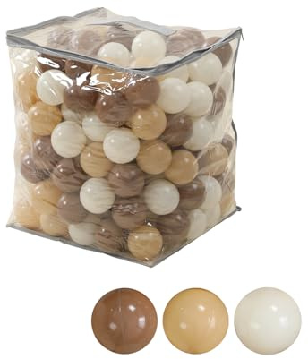 Ubaby Bolas de Piscina Infantil con los Colores Marron Camel y Blanco Certificadas CE Plástico Seguro para Parque de Pelotas de Bebé con Bolsa de Transporte Juego Sensorial Niños 200 Unidades 7 cm