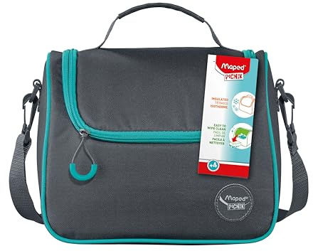 Maped Picnik Origins - Bolsa de almuerzo con bandolera extraíble - Bolsa de almuerzo isotérmica - Fácil de limpiar - Gris
