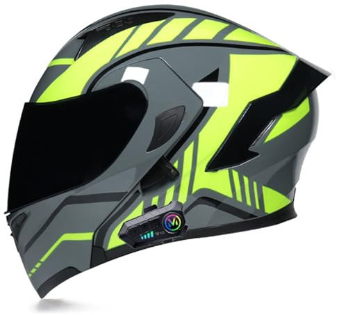 Bluetooth Motorradhelm Modularer Klapphelm mit Doppelter Sonnenblende, Unisex Integralhelm Vollvisierhelm ECE/DOT Zulassung, Scooter Motocross für Erwachsene Männer Frauen 20,XXL