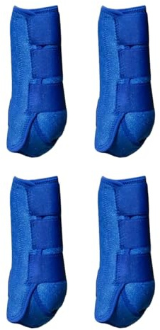 4 Uds Botas de Caballo Protectores de Piernas Ajustables Cómodos Neopreno Reutilizables Transpirables Protectores de Caballos Conjunto de Equipo de Pi, Azul, s