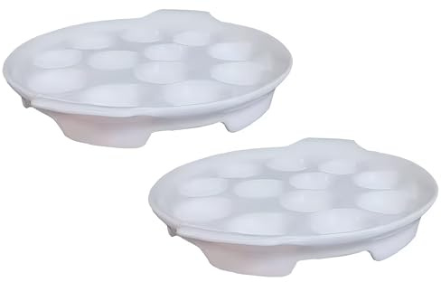 Bamboo's Grocery LoKii Lot de 2 plats à escargot en céramique à 12 trous, plats à escargots en céramique avec poignées, assiettes de régime, blanc, 23 cm, taille M