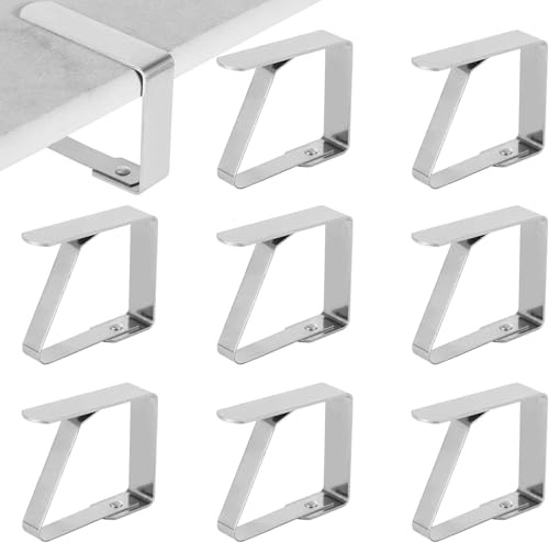 Norhogo Tischdeckenklammern 8er-Set Edelstahl Tischdeckenklammern Anti, Tischdeckenklammern Verstellbare Clips 5 x 4 cm, für Garten Küche Büro Restaurant Hochzeit Party, Silber