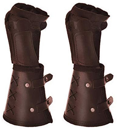 Lederarme - Armstulpen aus Leder - Armschützer aus Leder | 1 Paar Vintage Cosplay Hosenträger für Herren, -Kostümzubehör für verschiedene Kostümpartys, Dunkelbraun, Consulte la descripción