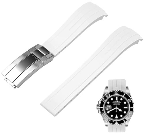 Juntan Cinturino di ricambio in gomma con estremità curva da 18 mm, 20 mm, 21 mm, 22 mm, con fibbia classica in silicone, per uomini e donne