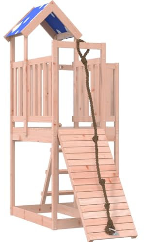 vidaXL Spielturm, Klettergerüst mit Kletterwand Seil Leiter, Kinder Kletterturm Spiel-Zubehör für Garten, Holz Spielplatz Spielhaus, Massivholz Douglasie