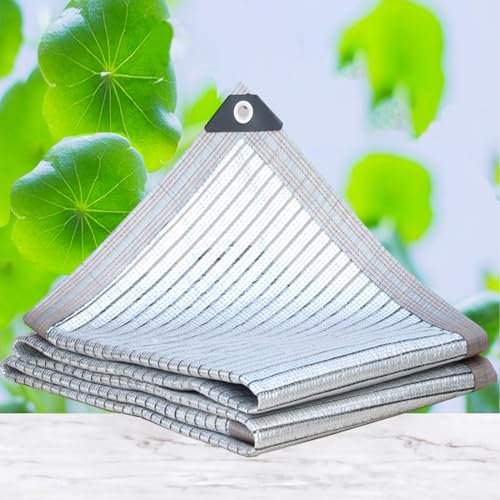MQZHUK Sonnenschutz Netz 75% Schattennetz Aluminiumfolie Mit öSen Pflanzen WäRmeisolations Netz Tuch Atmungsaktiv Belüftung für Fensterbank Garten Gewächshaus Hinterhof (2mX4m)