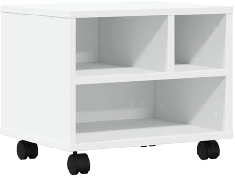 vidaXL Druckerständer mit Rollen, Druckertisch mit Stauraum, Druckerwagen für Büro Arbeitszimmer, Druckerhalter, Weiß Holzwerkstoff
