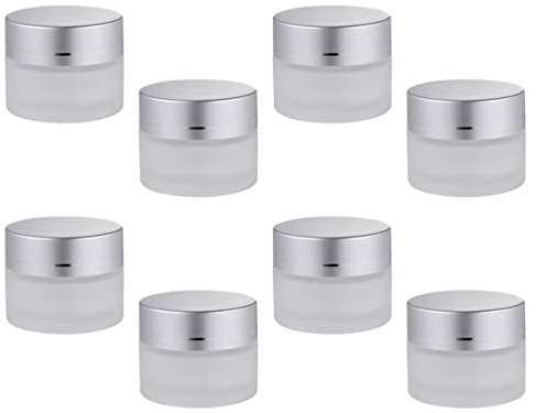 Healeved 8pièces Pot à Crème Verre Dépoli Pour Lotions Visage Format Voyage Lot De Petits Flacons