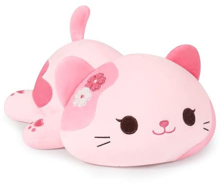shownicer Plüschtier Katze Kuscheltier Stofftier Kawaii Katze Plüsch Kissen Spielzeug Kätzchen Plüsch Wurfkissen Geschenk für Kinder Mädchen 3+ Jahre (Rosa, 30cm)