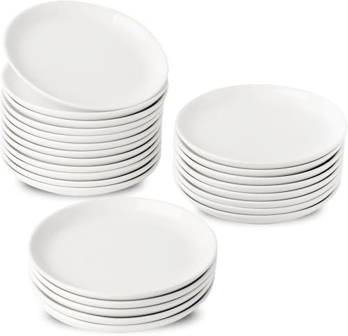 XINLTC 14cm Dessertteller Porzellan 25er set - Weiße Kuchenteller - Frühstücksteller 25 Personen - Kleine, flache Teller - Mini Speiseteller für Pasta, Obst, Brot, Vorspeisen - Spülmaschinenfest