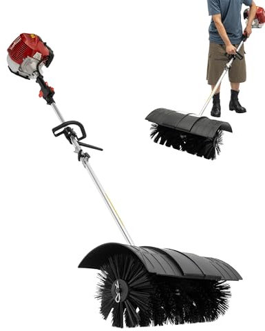 Schneefräse Benzin 52 cc - Motorbesen, Schneeschlitten und Kehrmaschine mit Schutzbrille und Schultergurt