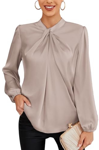 Grace Karin Blusa casual da donna, a maniche lunghe, ideale in ufficio o per feste, con fiocco, L