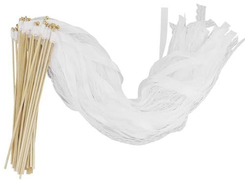 31 pezzi da parete con campana, bacchette per matrimonio, stelle filanti, stelle filanti con bastoncini di legno vengono utilizzati per matrimoni, compleanni, feste, feste e feste (bianco, 31