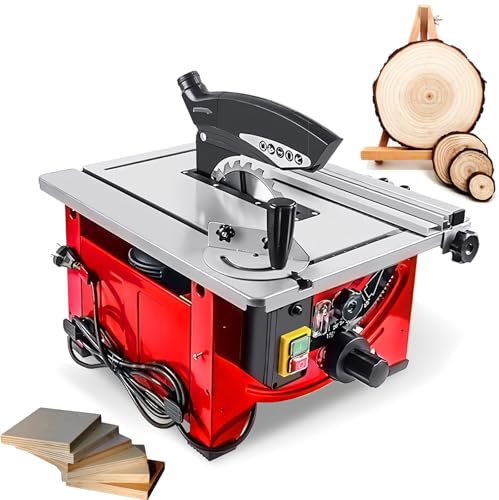 SAIYERUS 2900W Portable Table Saw, Sliding Woodworking Compact Tablesaw 7200RPM, 8.25 Table Saw, Adjustable Cut Depth and Angle, Mini Multi-Functional Table Saw, for DIY,52 x 40cm