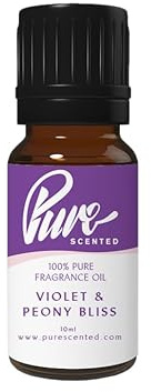 Pure Scented 10ml Fragrance Oils - 1 x 10ml Suitable for Candles, Soaps, Slime, Diffusers, Cosmetics, Wax Melts, Designer (1 x 10ml, Violet & Peony Bliss)