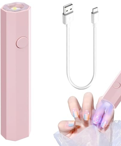 Lampade UV portatili per unghie in gel, torcia UV ricaricabile, penna UV per unghie in gel con 2 impostazioni di timer per smalto gel, strisce di colla per unghie ad asciugatura rapida per unghie dei