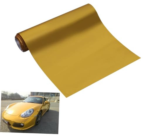 PartyKindom Car Satin Reflections Plating Vinyl Folie Gold Selbstklebend Wasserfest Blasenfrei Für Autos Motorräder Laptops Und Mehr