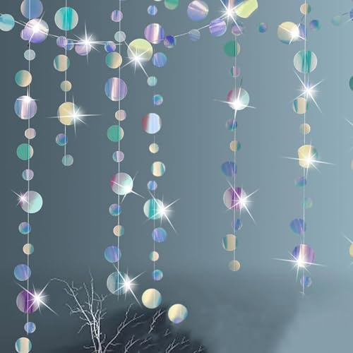 Weenwill Ghirlande di Carta a Punti Circolari,78 FT Ghirlanda di Rotonde Iridescenti Striscione da Appendere Glitterata Colorata di Stelle per Matrimonio Festoni Addobbi Compleanno Natale Festa